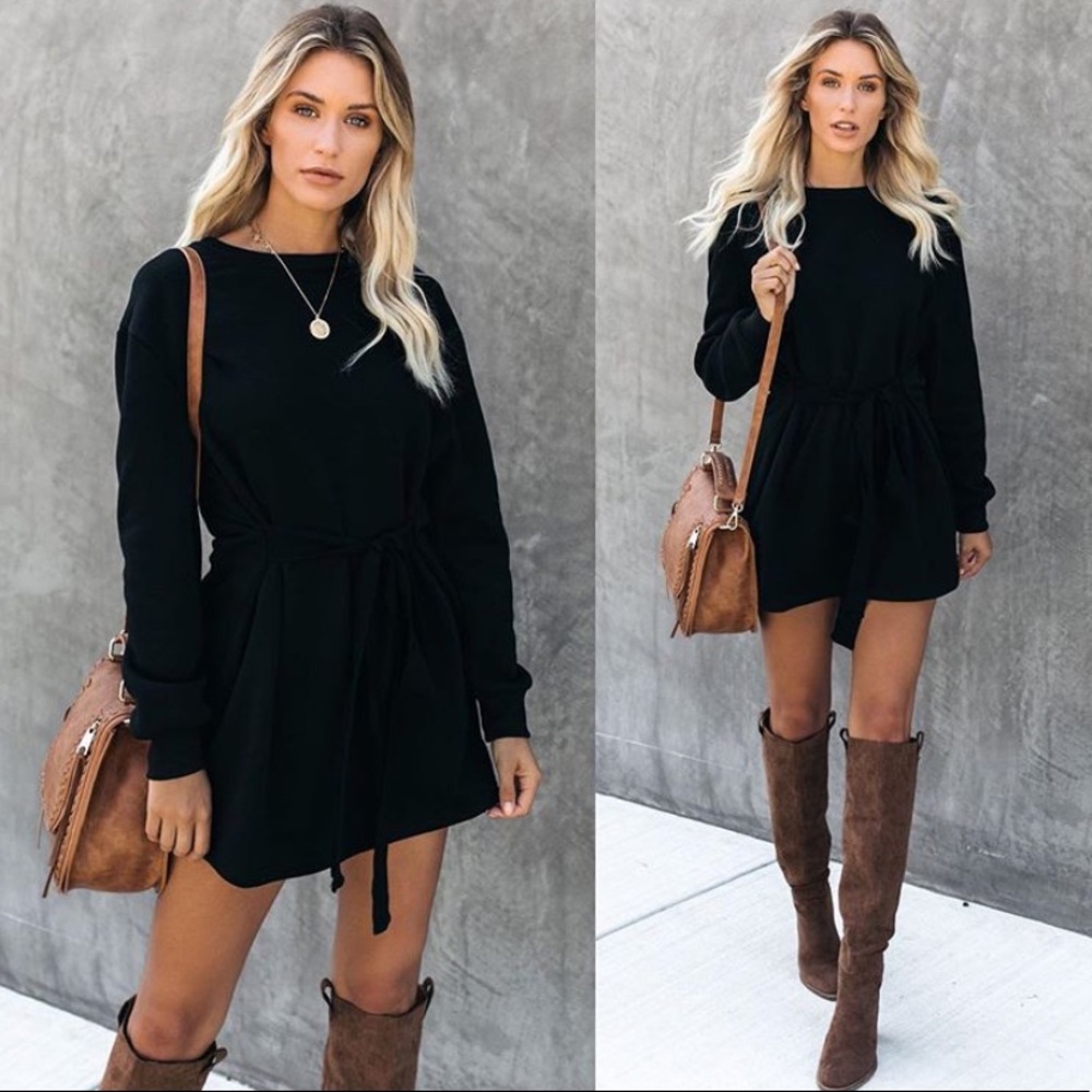 Vici Elevated Sweatshirt Tie Dress